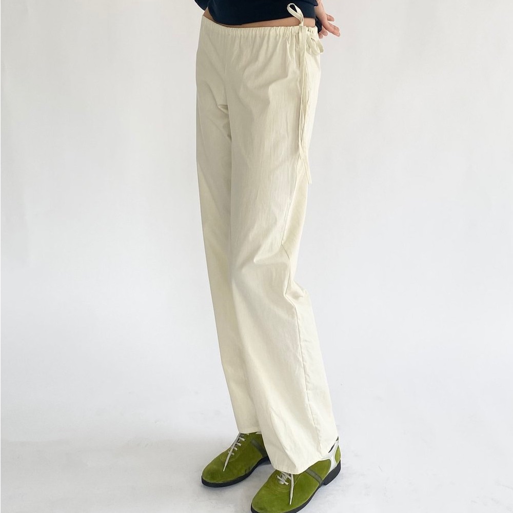 Brooke Callahan poplin tie pants in Rice